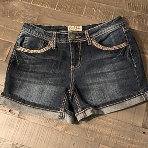 Earl Jeans Mid Rise Heavy Stitching Blue Jean Shorts Size 2